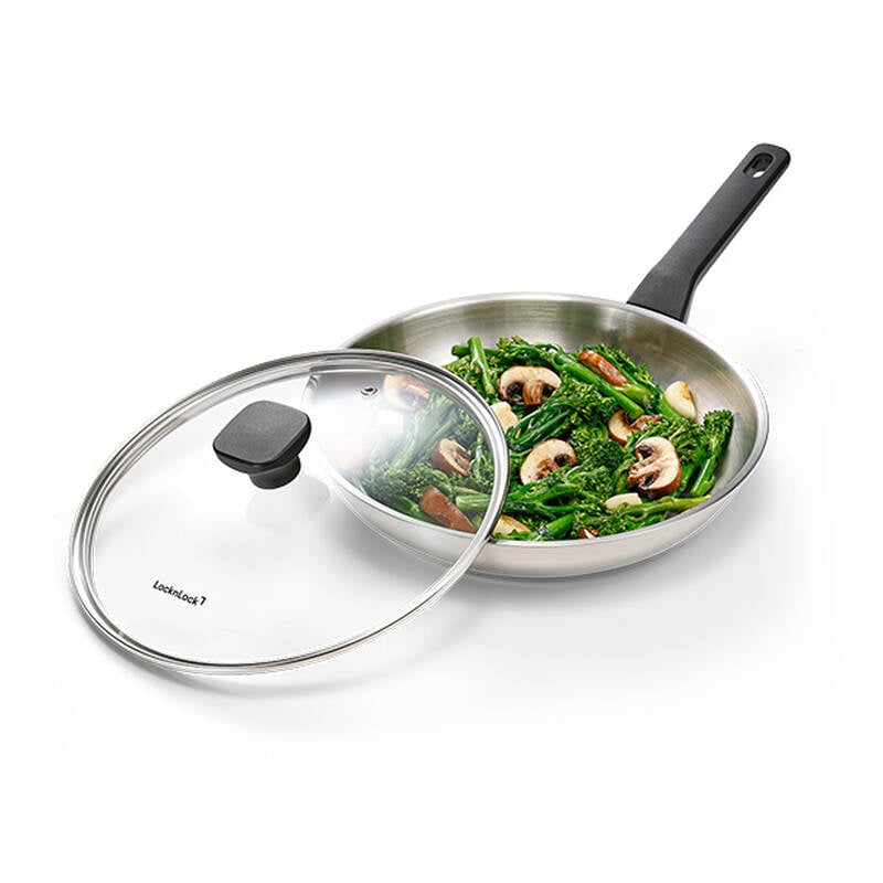 Nồi, Chảo Inox LocknLock Daily STS PPW th&acirc;n bằng th&eacute;p kh&ocirc;ng gỉ 304, k&egrave;m nắp k&iacute;nh trong suốt, tay cầm chịu nhiệt image number null